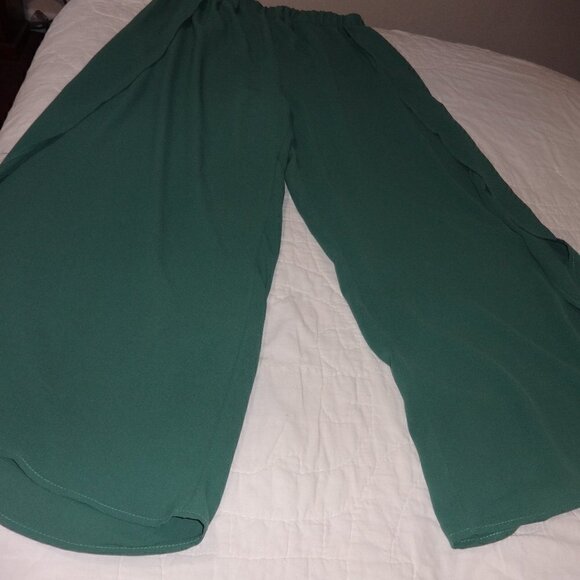 Wrap pants, 3XL no brand sea foam green unlined polyester elastic waist feminine - Picture 7 of 10